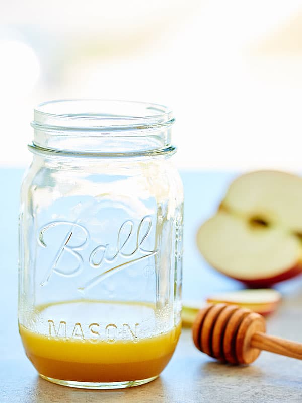 apple cider vinegar dressing in mason jar