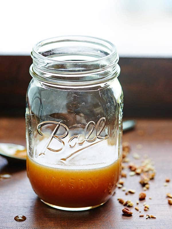 mason jar of caramel sauce