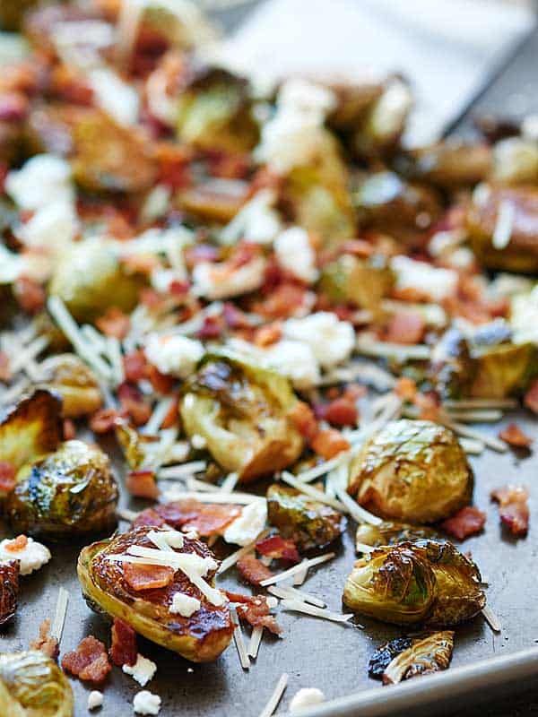 roasted brussels sprouts on sheet pan