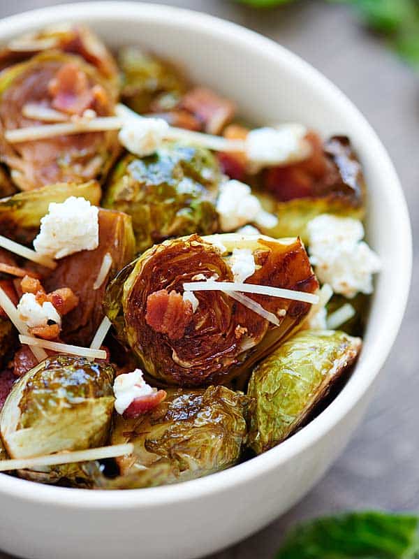 Bowl of roasted brussels sprouts