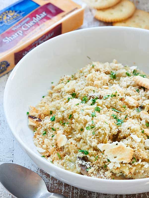 cheesy broccoli rice casserole in bowl