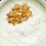 This Healthy French Onion Dip Recipe is lightened up w/ non fat greek yogurt, olive oil mayo, & is full of yummy spices! The perfect dip for your chips! showmetheyummy.com #healthy #frenchoniondip #spon #foodshouldtastegood @foodshouldtastegood