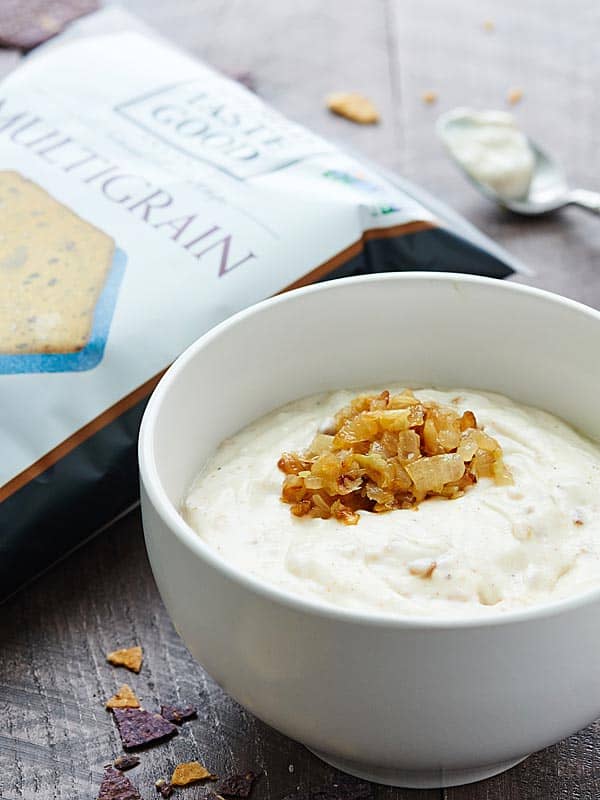 bowl of healthy french onion dip