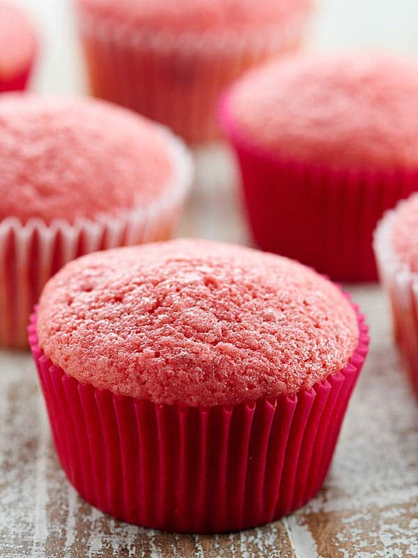 unfrosted strawberry cupcakes