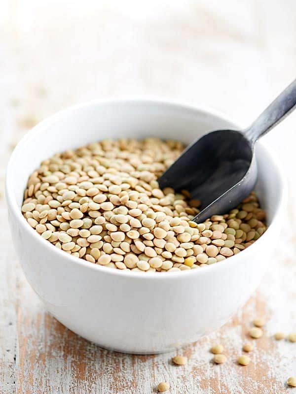 Bowl of uncooked lentils