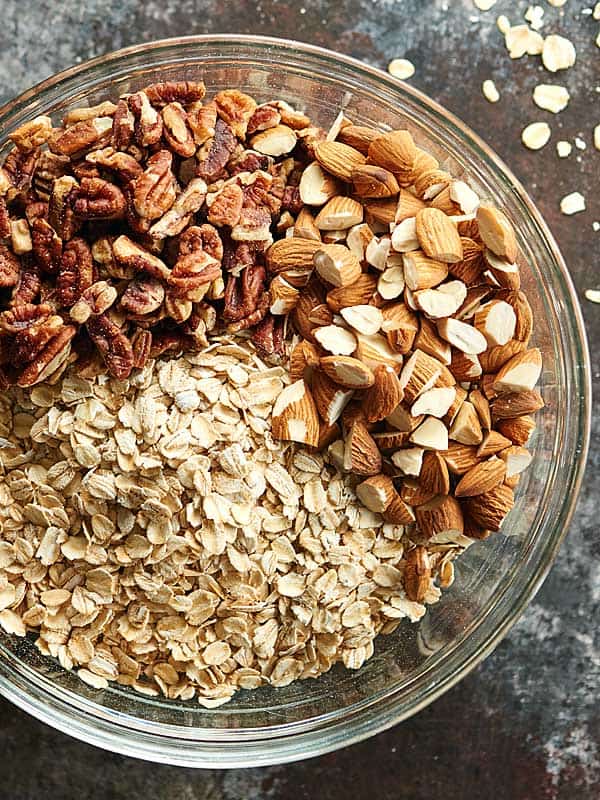 Granola ingredients in bowl