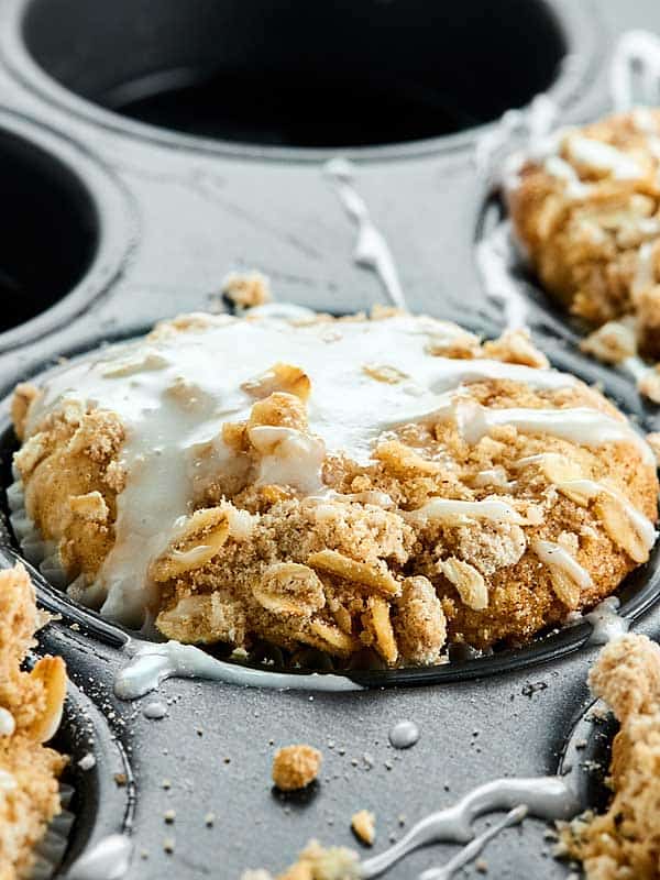 closeup of muffin in muffin tin