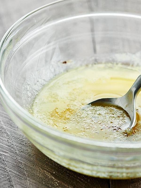 melted butter in mixing bowl