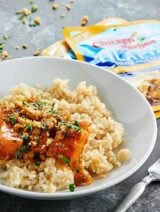 A twist on a Thai curry, this Roasted Red Chili Tilapia Recipe is full of yellow curry tilapia, roasted red chili paste, sweet potatoes, and coconut milk. showmetheyummy.com #SeaThePossibilities #spon @chickenofthesea