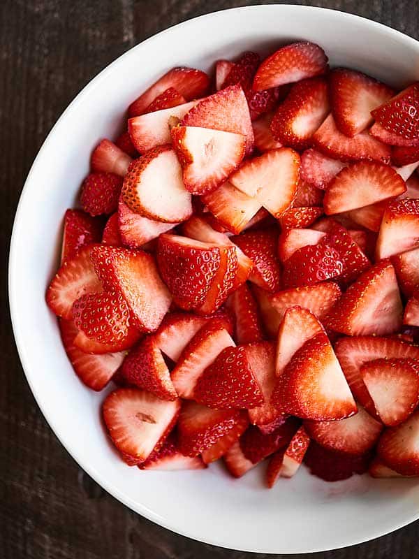 bowl of sliced strawberries