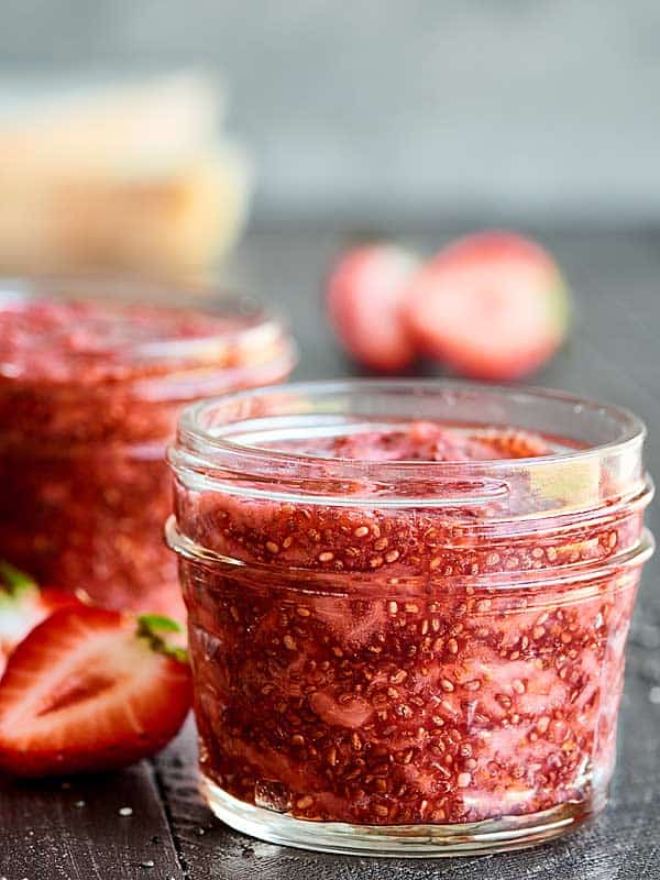 jar of strawberry chia jam