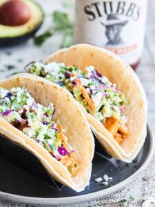 Grilled BBQ Chicken Tacos Recipe - w/ Avocado Lime Slaw