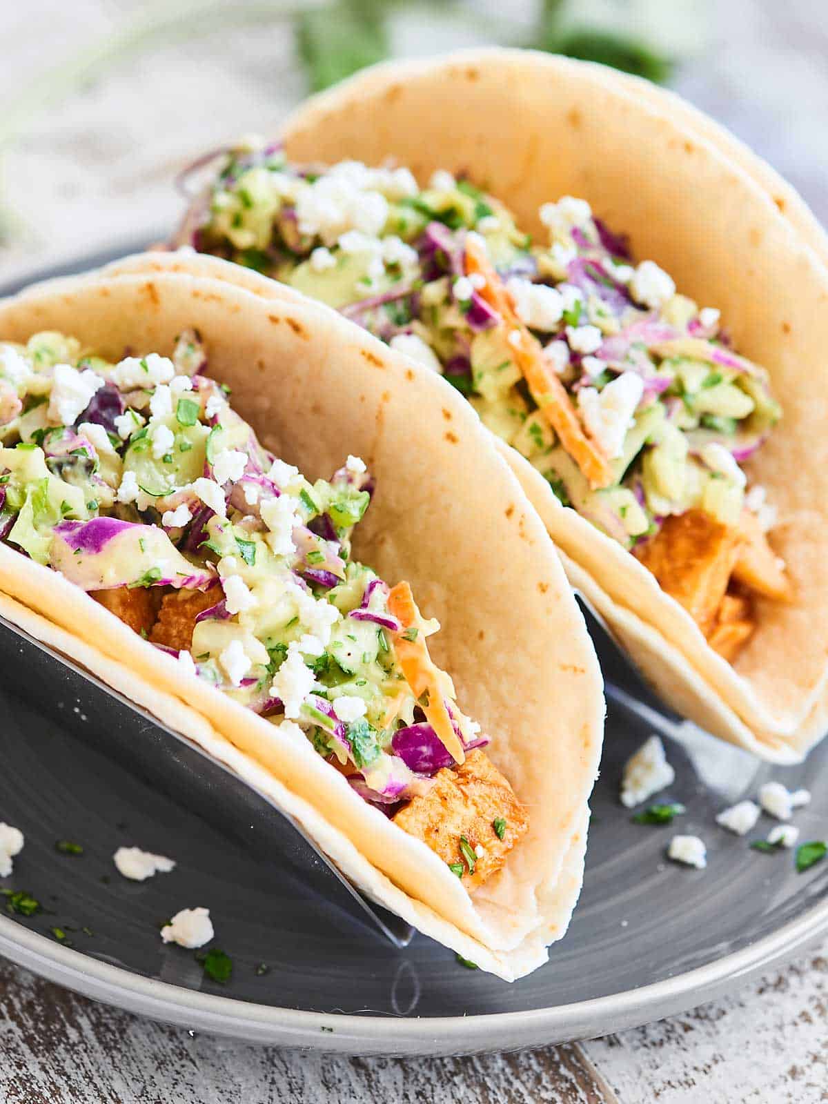 Grilled BBQ Chicken Tacos Recipe - W/ Avocado Lime Slaw