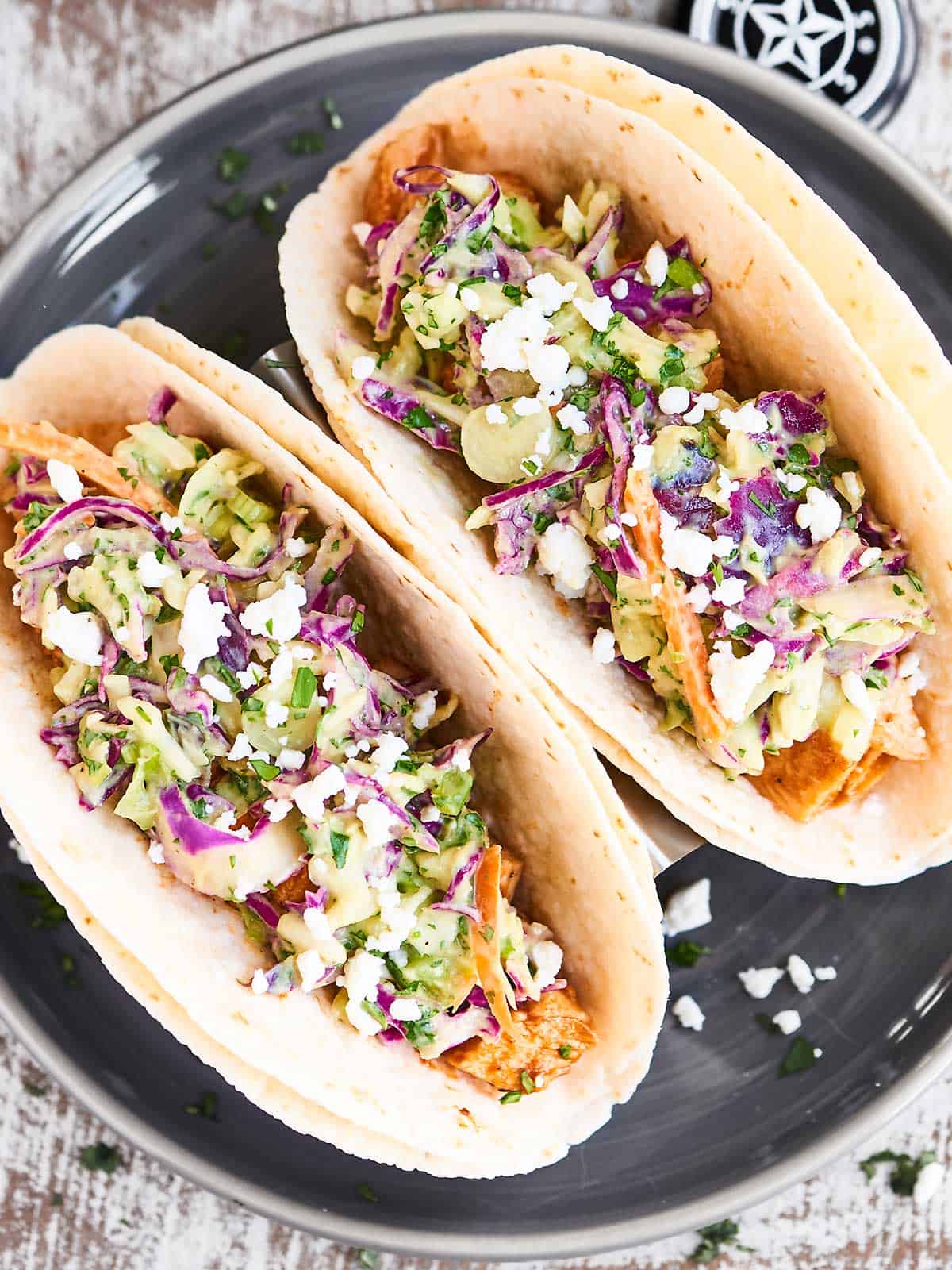 Grilled BBQ Chicken Tacos Recipe w/ Avocado Lime Slaw