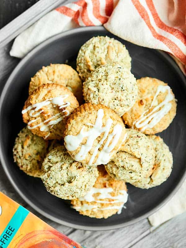 sweet and savory scones on plate above