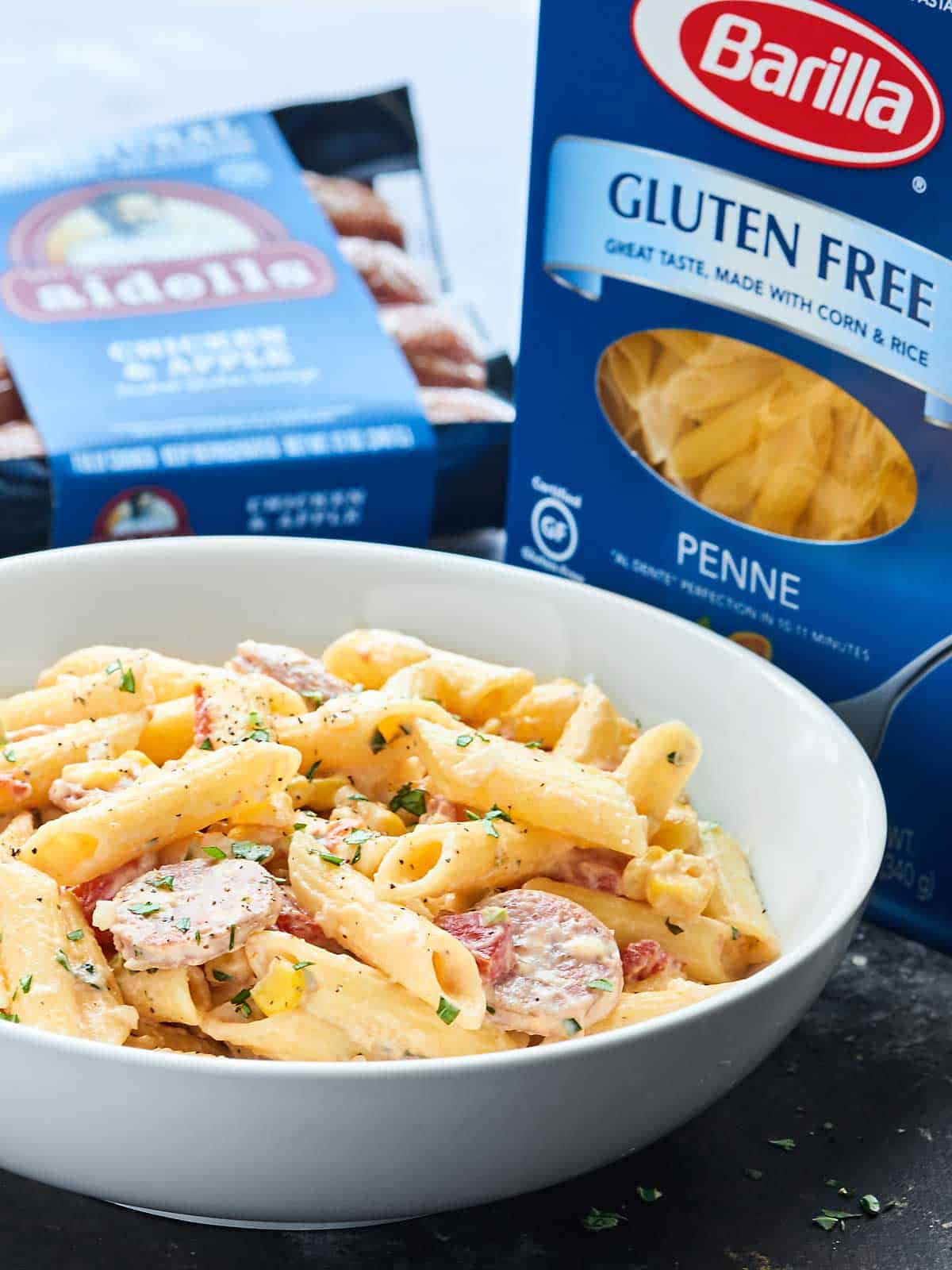 Spicy Chicken Sausage Pasta Recipe - w/ Gluten Free Penne