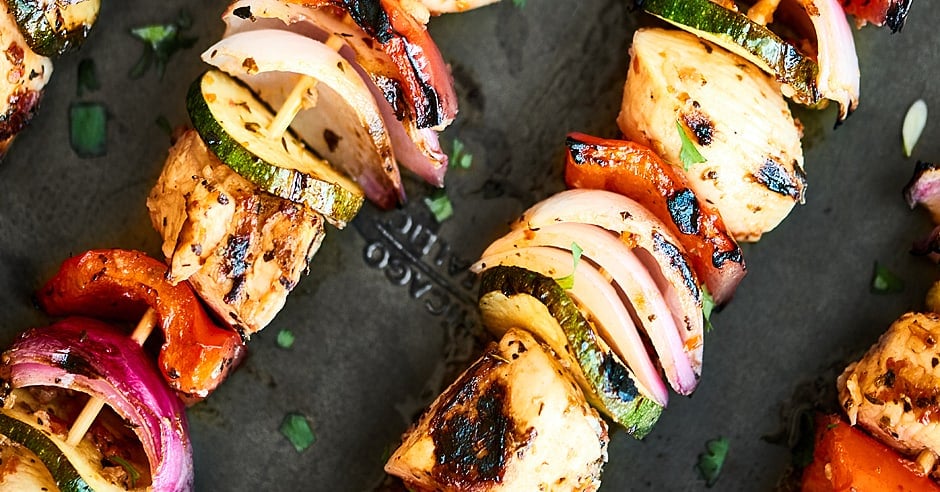 Greek Kebabs Recipe - w/ Chicken & Vegetables
