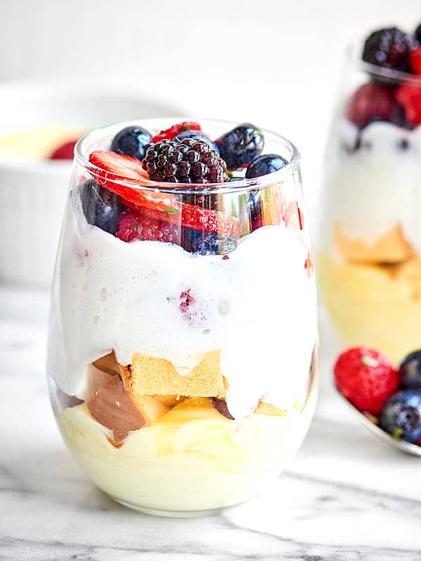 lemon cake parfait in glass