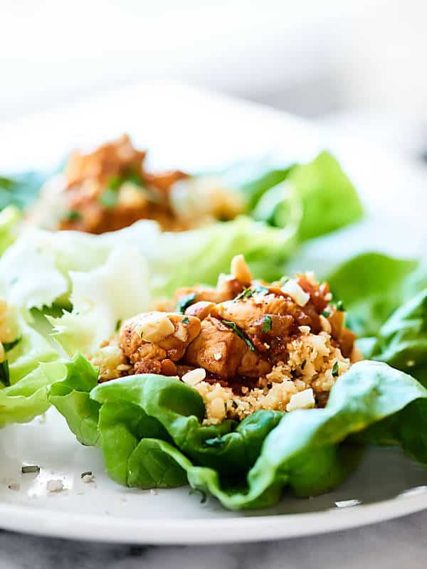 healthy Asian lettuce wraps on plate