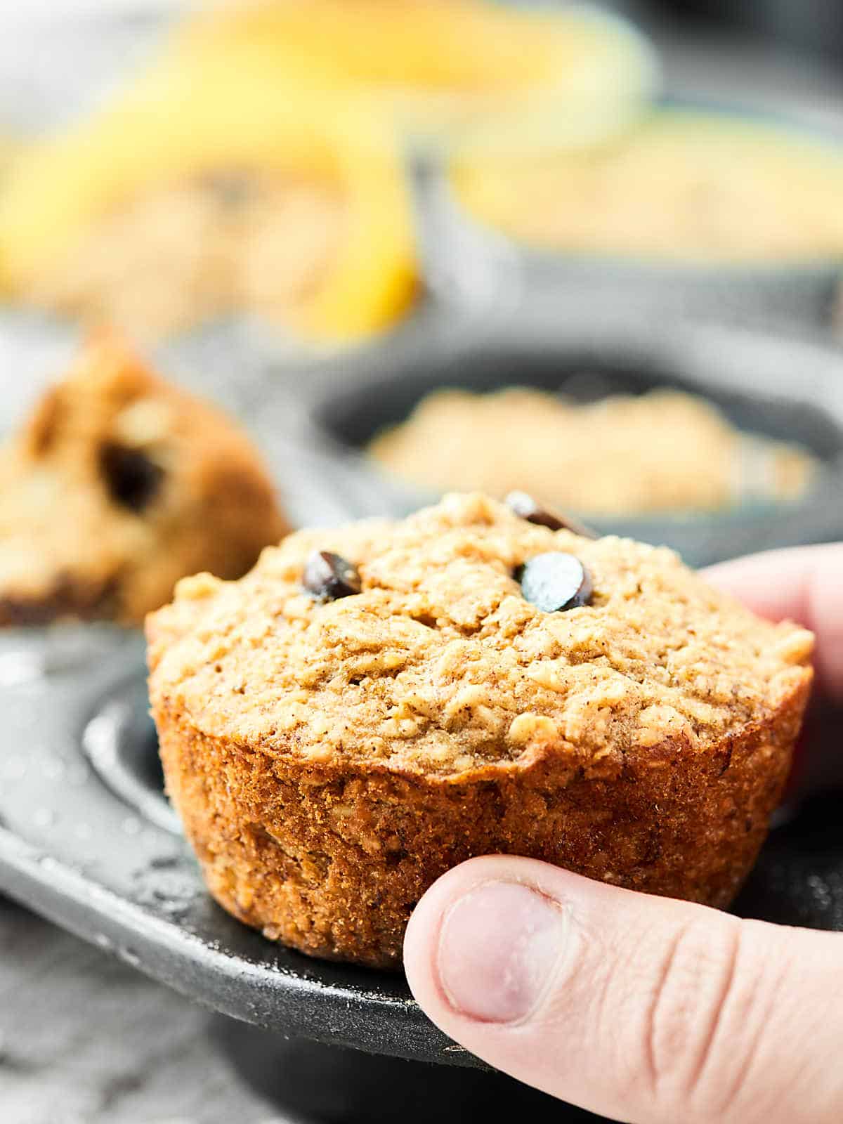 Skinny Banana Chocolate Chip Muffins Recipe 115 cals, GF, Vegan