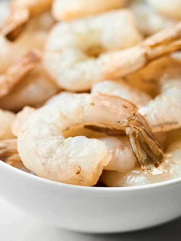 uncooked shrimp in bowl