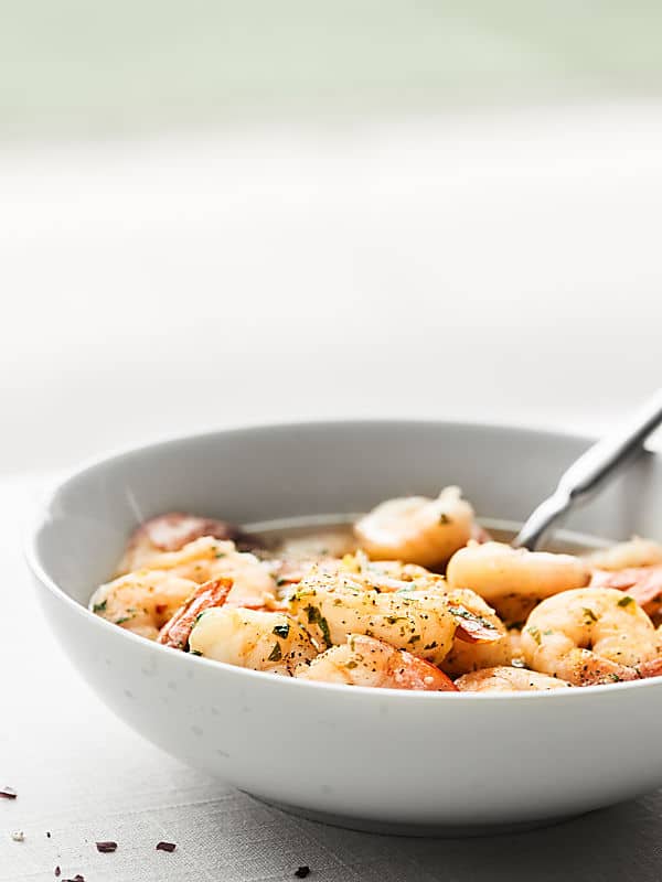 bowl of shrimp scampi