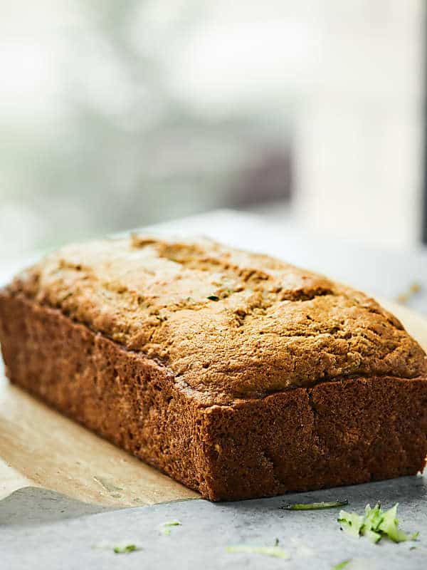 loaf of vegan zucchini bread