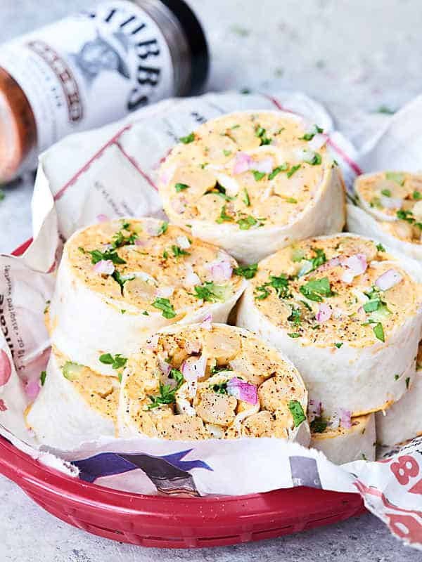 chickpea pinwheels in basket