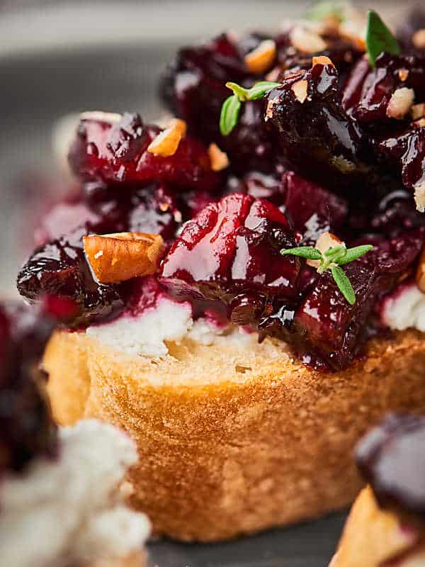 closeup of cherry bruschetta