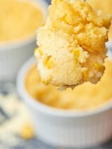 This creamy corn casserole tastes like an extra creamy cornbread that you eat with a spoon! It’s the perfect Thanksgiving side dish. The bonus? It’s so easy! Just dump all the ingredients together in a bowl, stir, and bake! https://showmetheyummy.com #thanksgiving #corncasserole