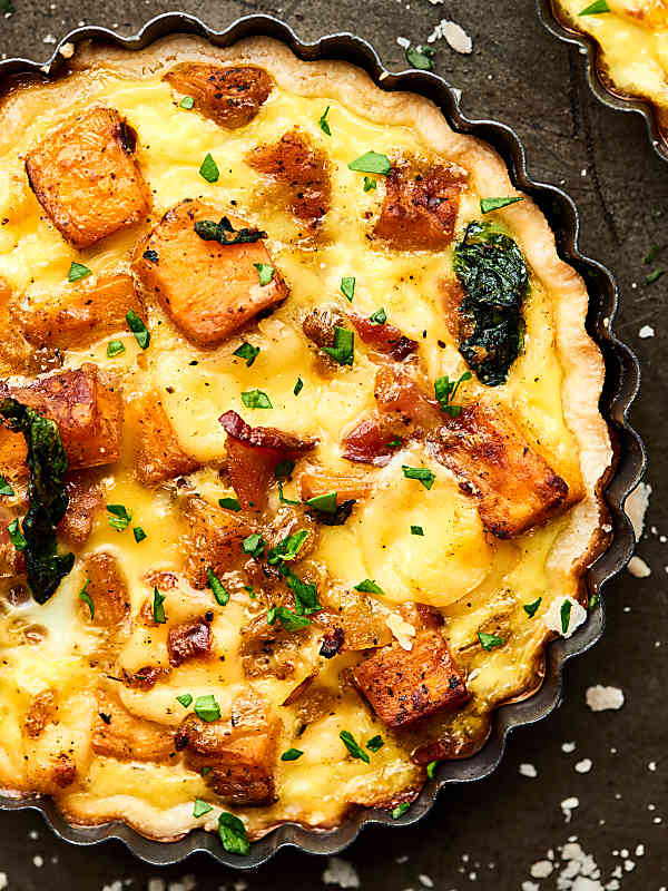 easy cheesy breakfast tart above