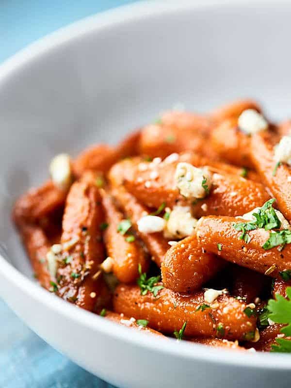 bowl of honey roasted carrots