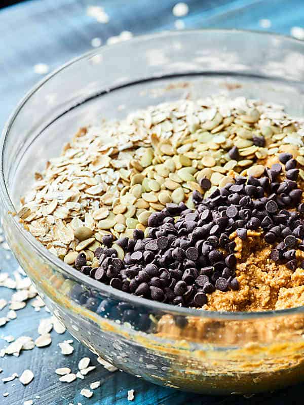 pumpkin muffin ingredients in mixing bowl