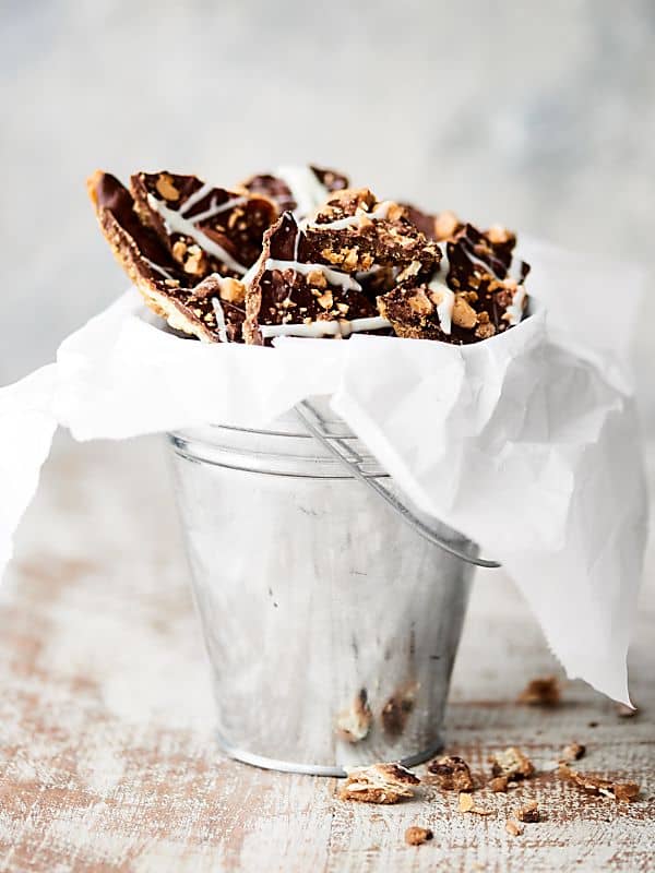 Christmas crack in tin bucket