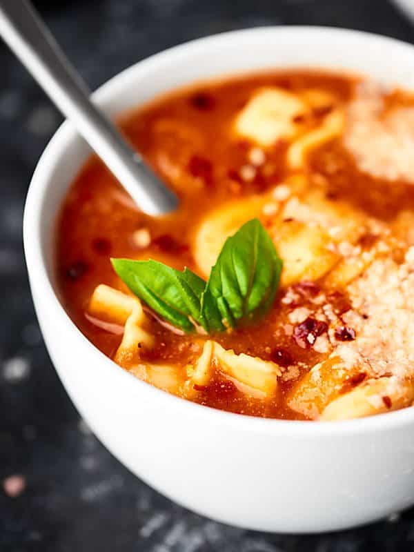 bowl of tortellini soup