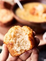 #ad These Parmesan Drop Biscuits are made with a secret ingredient - mayo! - and are ridiculously easy to make and even easier to eat! Especially when paired with a steaming hot bowl of Cheddar Broccoli Potato Soup. showmetheyummy.com Made in partnership w/ @idahoanfoods