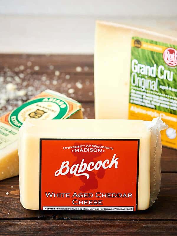 Blocks of cheese in packages