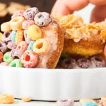 #ad These Baked Milk and Cereal Donuts are simple to make and simply FUN to eat! Your choice of cake mix + your choice of cereal make these donuts versatile and delicious! showmetheyummy.com Made in partnership w/ @lactaid #DairyEnvy