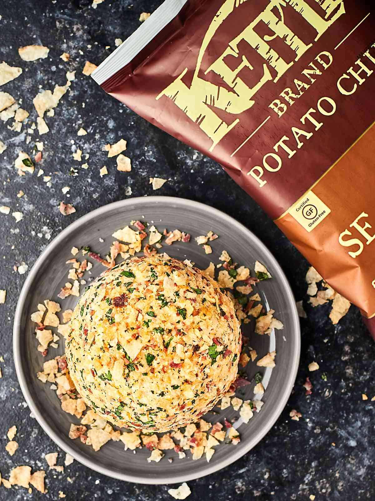 Potato Chip Cheese Ball Cream Cheese, Goat Cheese, Bacon, Chips