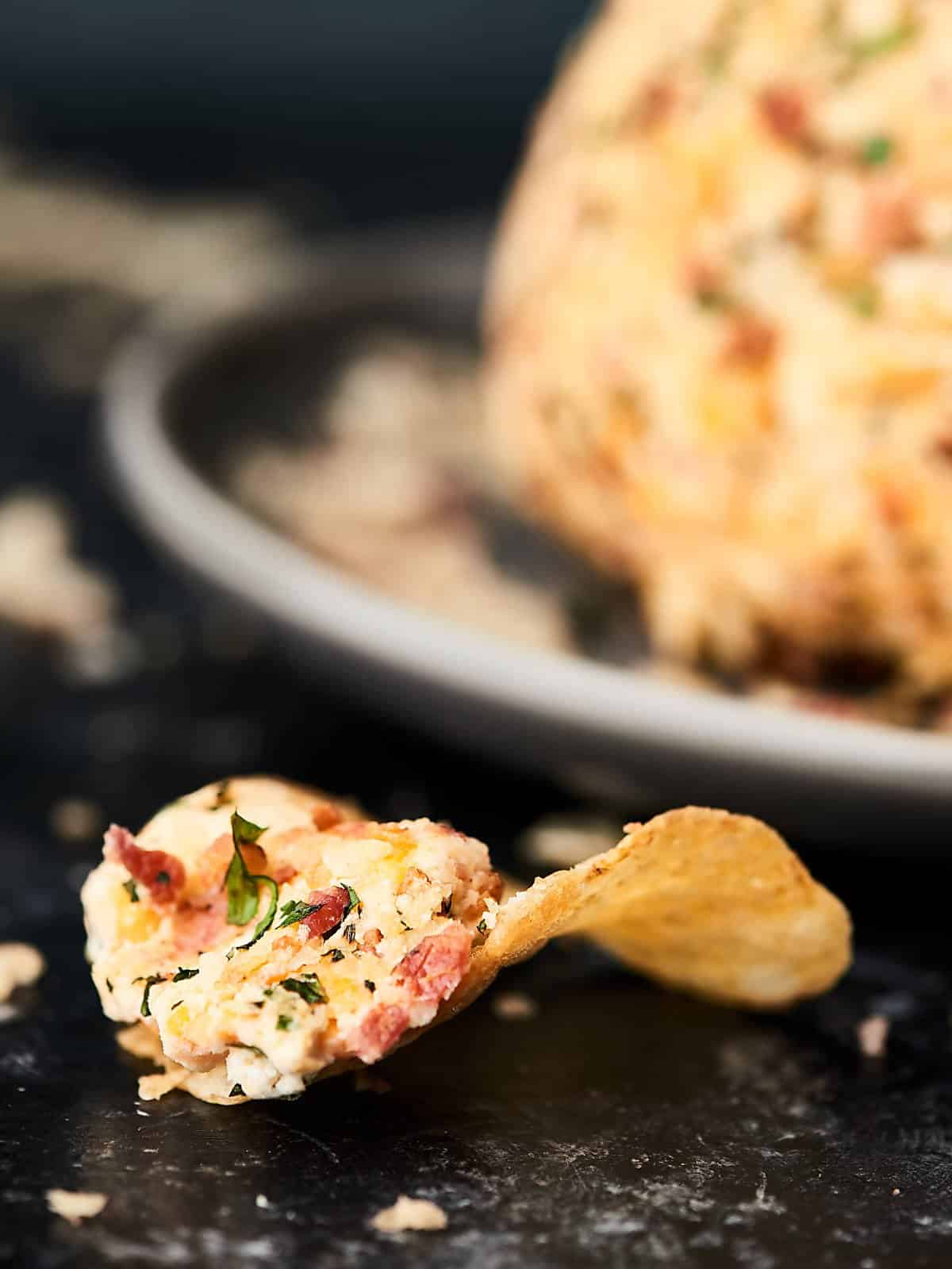 Potato Chip Cheese Ball Cream Cheese, Goat Cheese, Bacon, Chips