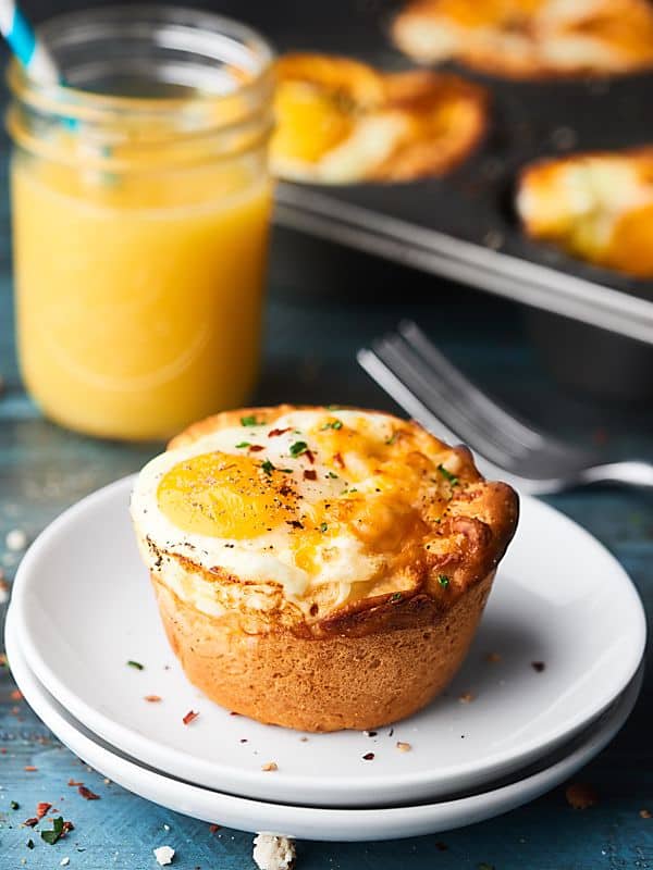 Sausage egg and cheese biscuit cup on plate