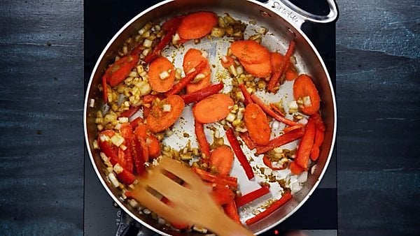 veggies in saute pan