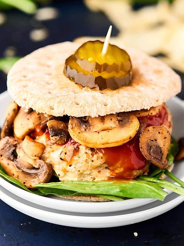 healthy turkey meatloaf sandwich on plate