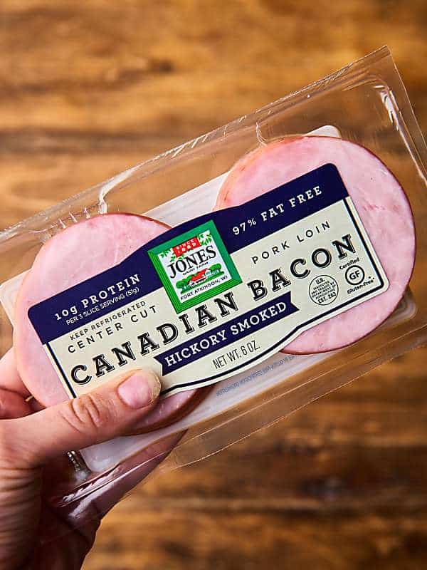 package of Canadian bacon held