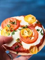 #ad Homemade Individual Pizzas 4 Ways: Margherita, Chicken Bacon Ranch, Mushroom Pesto, and Dessert Pizza (S'Mores Galore!). showmetheyummy.com Made in partnership w/ @OzeryBakery #Ozery #OzeryBakery #OBCreation #FuelYourBody