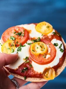 #ad Homemade Individual Pizzas 4 Ways: Margherita, Chicken Bacon Ranch, Mushroom Pesto, and Dessert Pizza (S'Mores Galore!). showmetheyummy.com Made in partnership w/ @OzeryBakery #Ozery #OzeryBakery #OBCreation #FuelYourBody