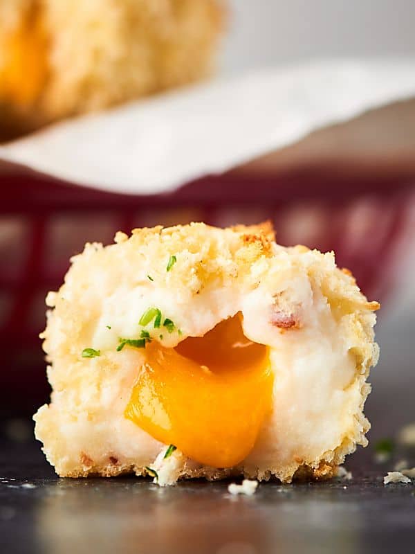 loaded baked potato croquette with bite out
