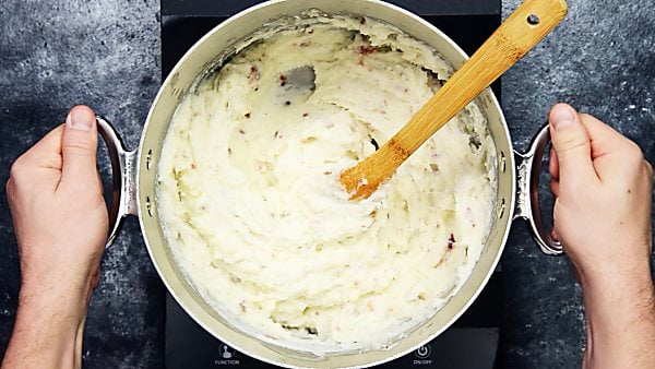 loaded mashed potatoes in stockpot