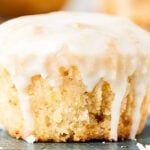 These Vegan Lemon Pound Cake Cupcakes are dense, moist, perfectly lemony, and smothered in the most delicious two ingredient glaze! A great dessert for warmer weather. showmetheyummy.com