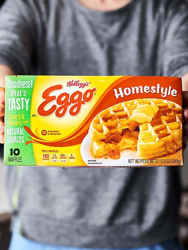 Eggo waffle box held